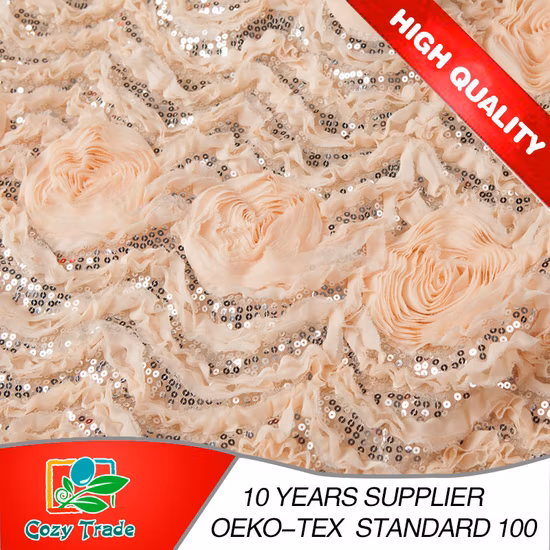 100%Polyester Taffeta Fabric with Flower Embroidery for Curtain Cushion Tablecloth